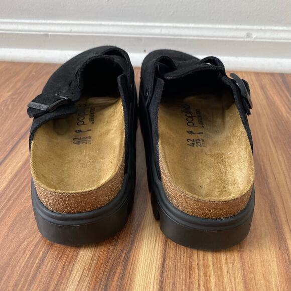 BIRKENSTOCK PAPILLIO Black Suede Boston Chunky Mule Clogs W11 M9 - Picture 5 of 9